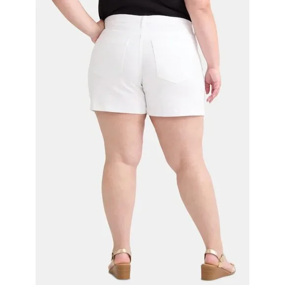 Terra & Sky Women's Plus Size Denim A-line Short, 5" Inseam, Size 24W, White - Picture 5 of 5